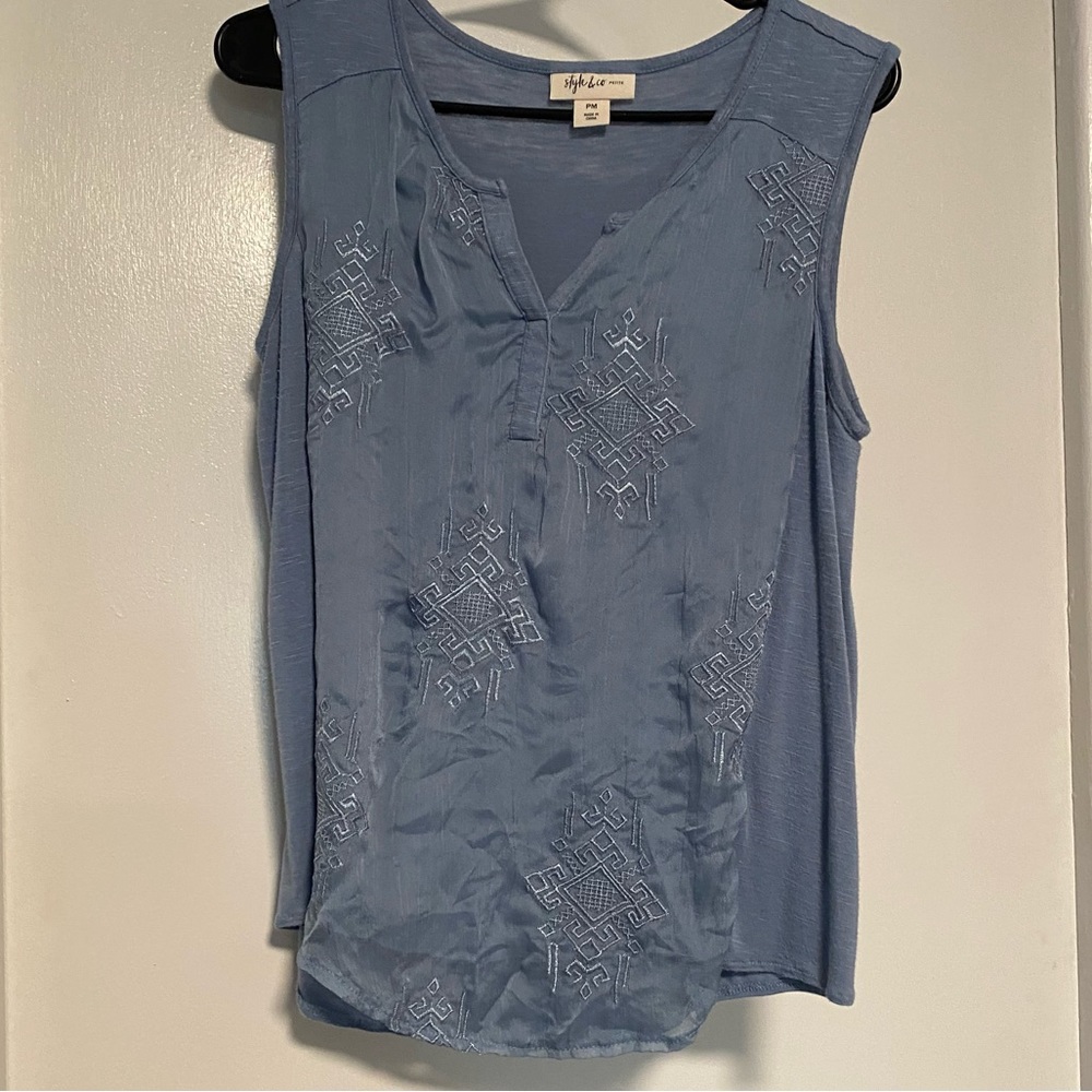 Style & Co blue tank top size petite medium